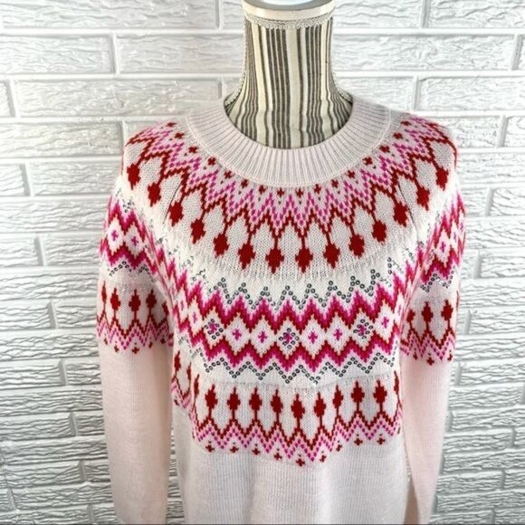 Asos Pink & Red Patterned Sequined Sweater Dress Size 2 - Picture 2 of 6